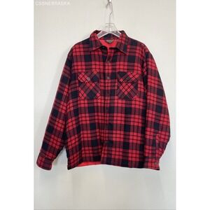 Woolland Red/Black vintage plaid flannel jackat - Size XL